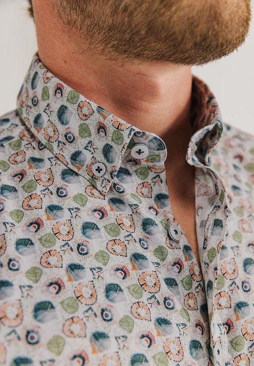 State Of Art Short Sleeve Shirt Print Twill Light Blue Model / Detail