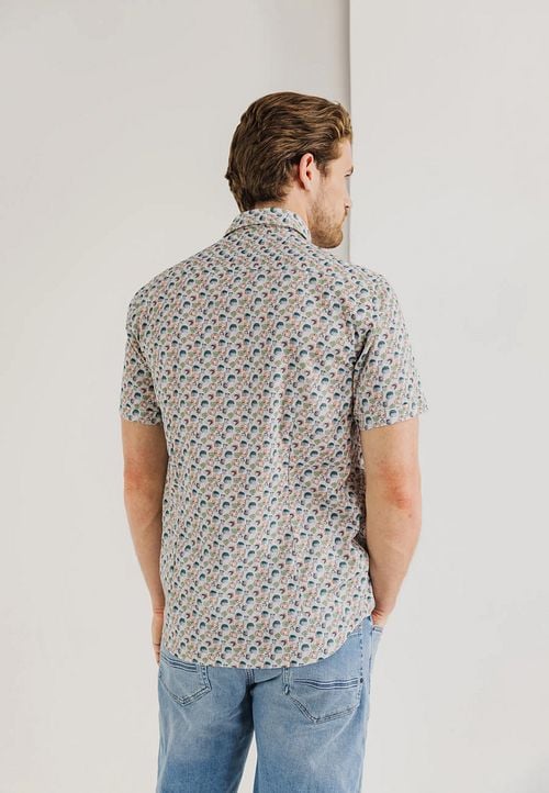 State Of Art Short Sleeve Shirt Print Twill Light Blue Model / Achterkant