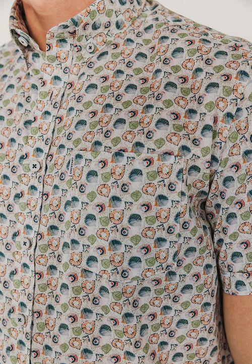 State Of Art Short Sleeve Shirt Print Twill Light Blue Model / Detail