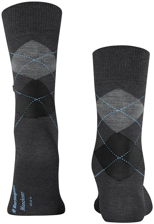 Burlington Manchester Socken Kariert Anthrazit 3095 Product / Achterkant