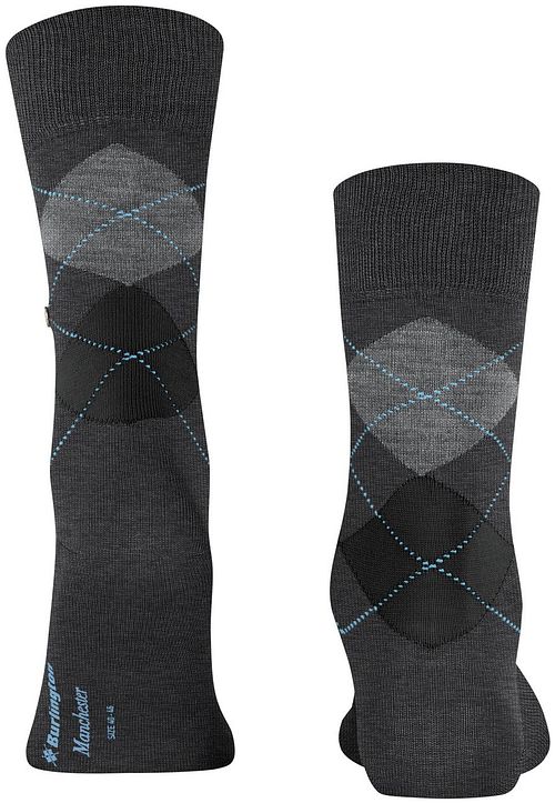 Burlington Manchester Socks Checkered Anthracite 3095 Product / Achterkant