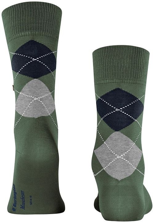 Burlington Manchester Sok Ruit Groen 7982 Product / Achterkant