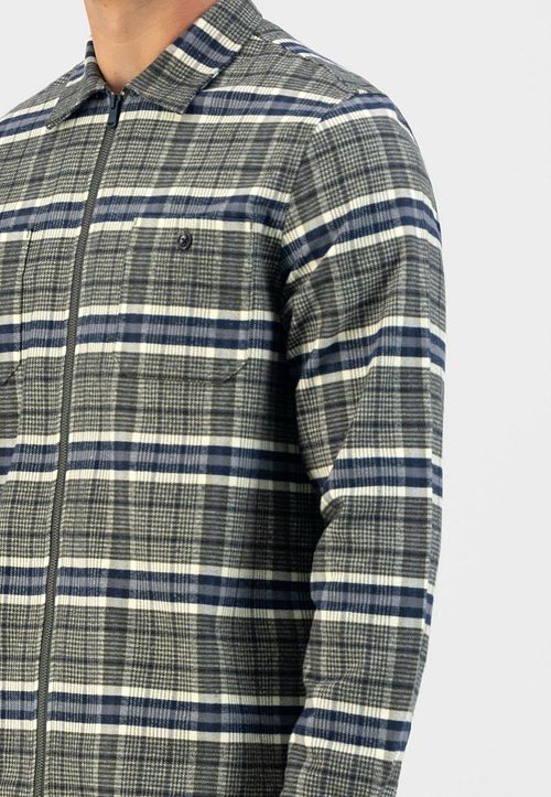 Dstrezzed Overshirt Checkered Olive Green Model / Detail