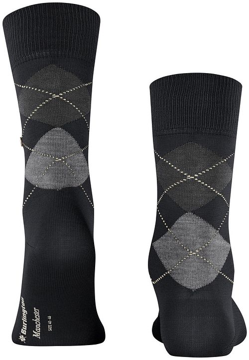 Burlington Manchester Socks Checkered Black 3000 Product / Achterkant