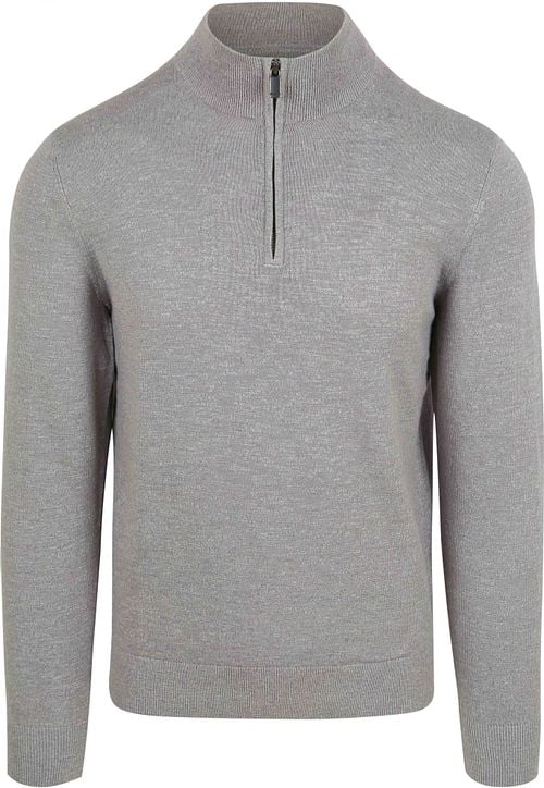Suitable Slub Yarn Half Zip Pullover Grau Product