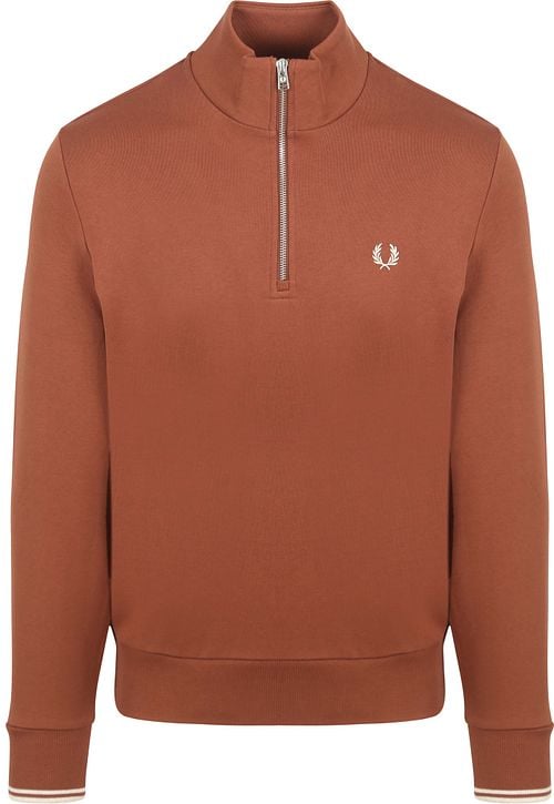 Fred Perry Half Zip Trui Whisky Bruin Product