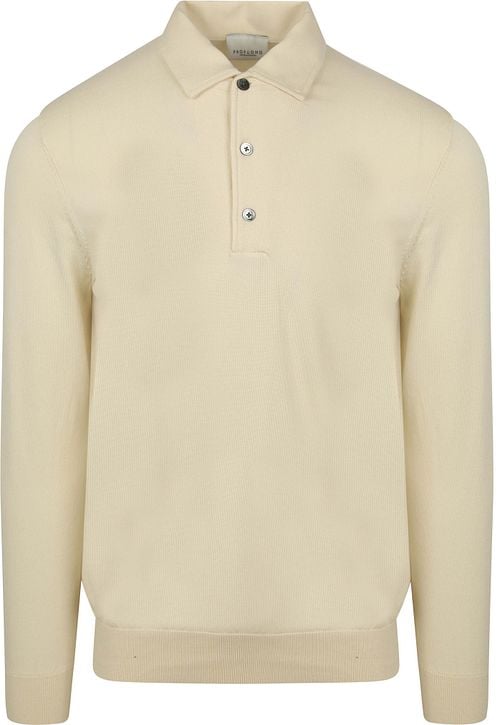Profuomo Longsleeve Polo Luxury Basic Off White Product