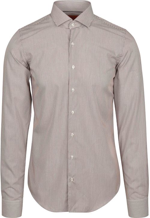 Suitable Twill Shirt Extra Long Sleeves Stripe Brown Product
