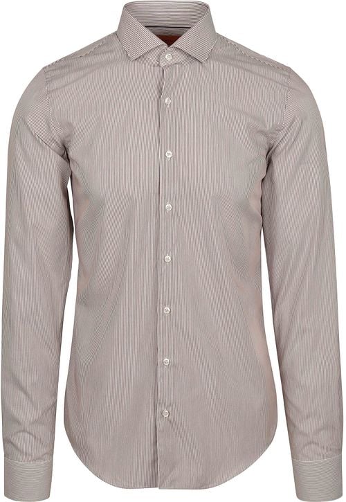 Suitable Twill Shirt Extra Long Sleeves Stripe Brown Product