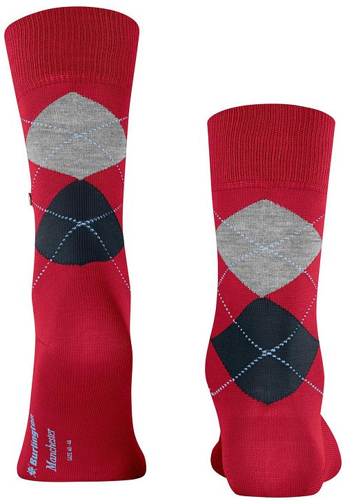 Burlington Manchester Socks Checkered Red 8048 Product / Achterkant