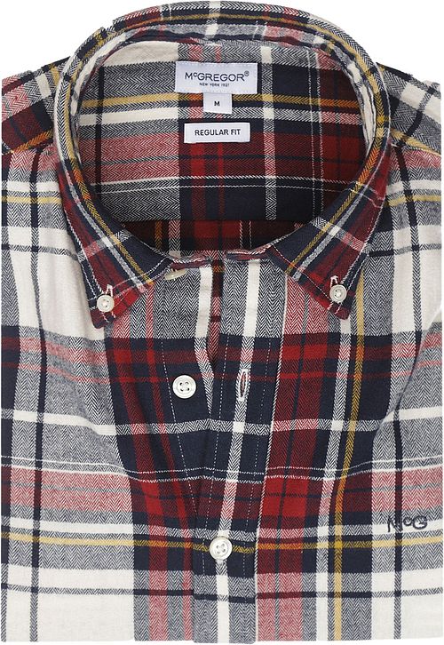 McGregor Overhemd Herringbone Ruit Rood Blauw Product