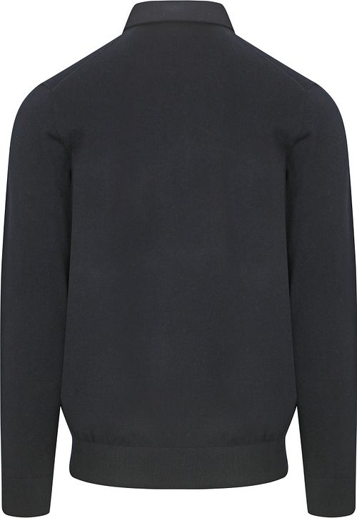 Profuomo Longsleeve Polo Luxury Basic Marine Product / Achterkant