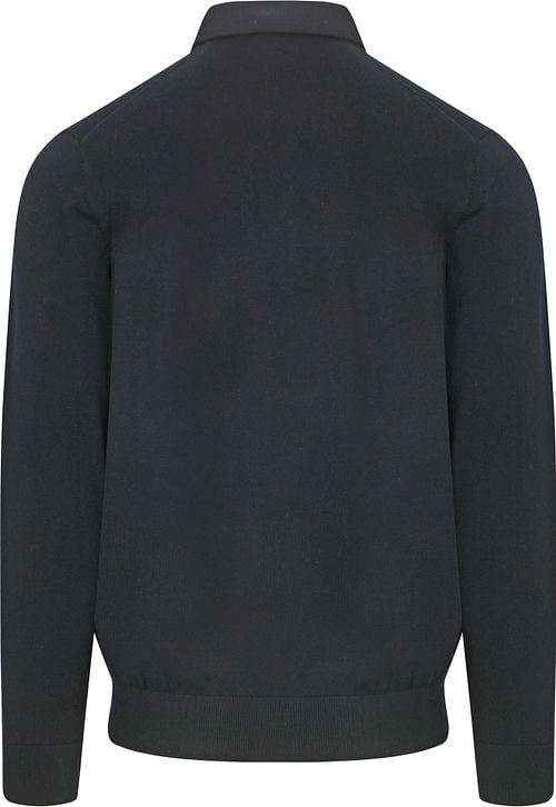 Profuomo Longsleeve Polo Shirt Luxury Basic Navy Product / Achterkant