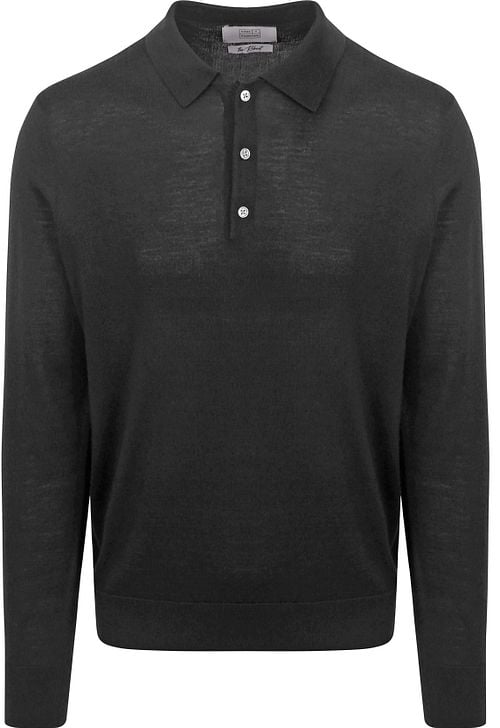 King Essentials The Robert Long Sleeve Polo Merino Noir Product