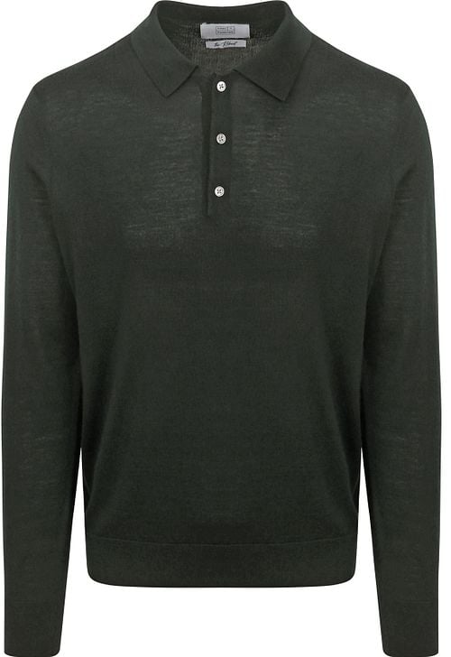 King Essentials The Robert Long Sleeve Poloshirt Merino Donkergroen Product