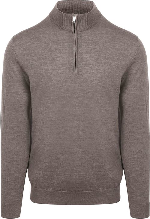Profuomo Half Zip Pullover Merino Wool Taupe