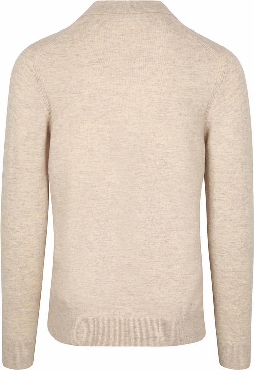 Profuomo Longsleeve Polo Shirt Wool Blend Sand Product / Achterkant