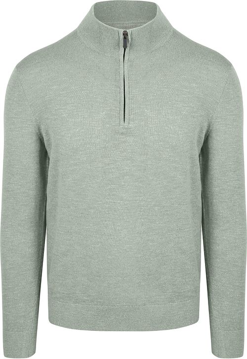 Suitable Slub Yarn Half Zip Pullover Green Product