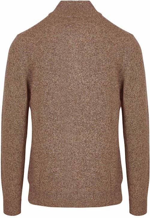 Profuomo Half Zip Pullover Lamswol Melange Camel Product / Achterkant
