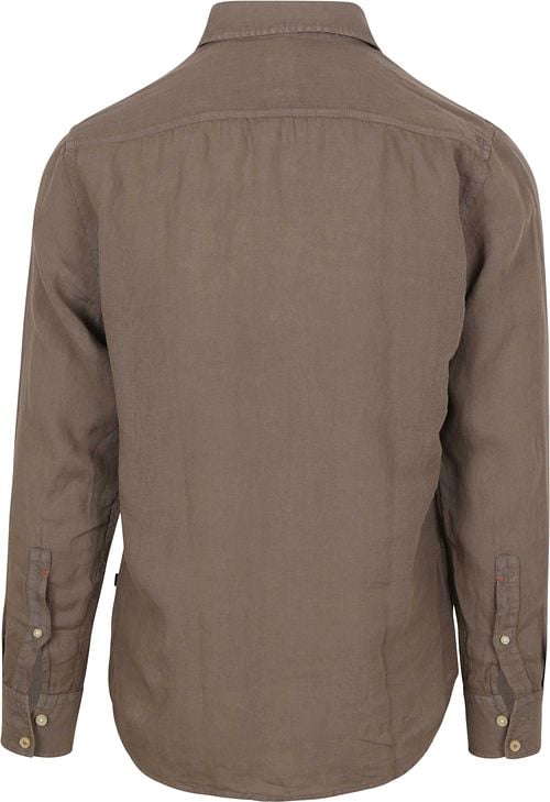BOSS Relegant Shirt Linen Taupe Product / Achterkant