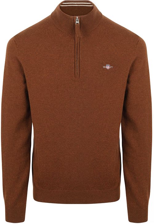Gant Halfzip Wool Sweater Logo Marron Product
