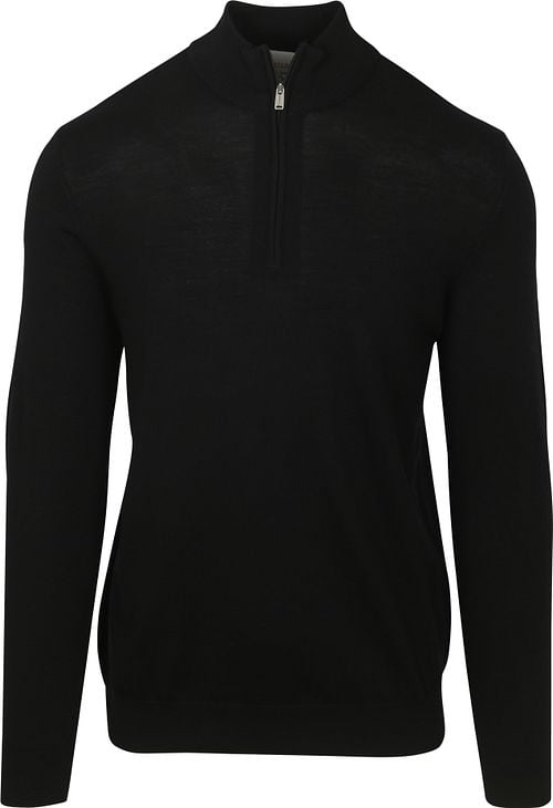 Profuomo Half Zip Pullover Merinowol Zwart Product