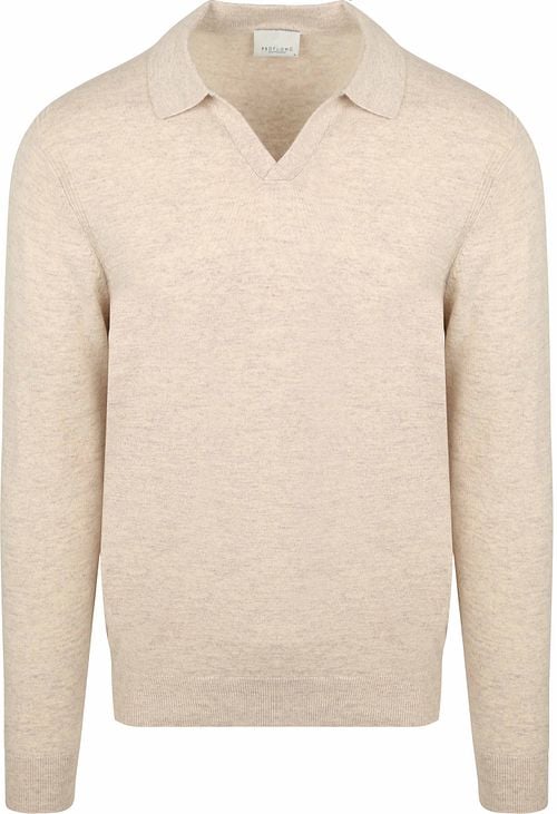 Profuomo Longsleeve Polo Shirt Wool Blend Sand Product