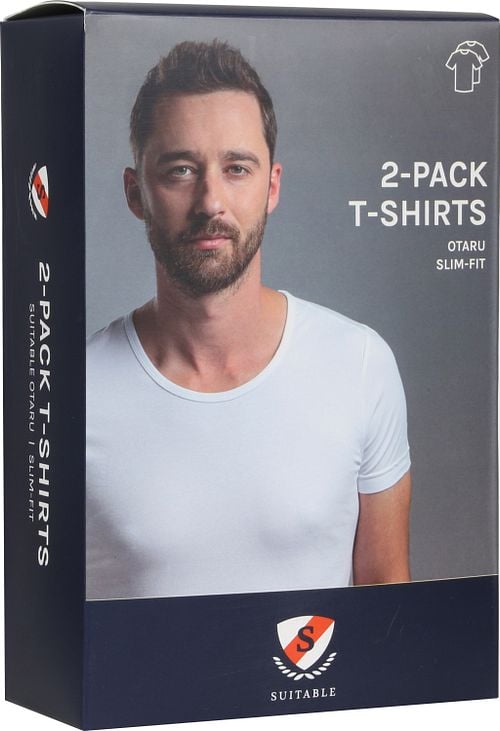 Suitable Otaru T-Shirt Wide Round Neck White 6-Pack Verpakking