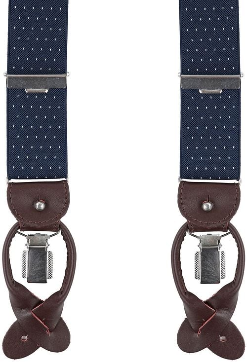 Profuomo Luxus Hosenträger Dunkelblau-Weiss Product
