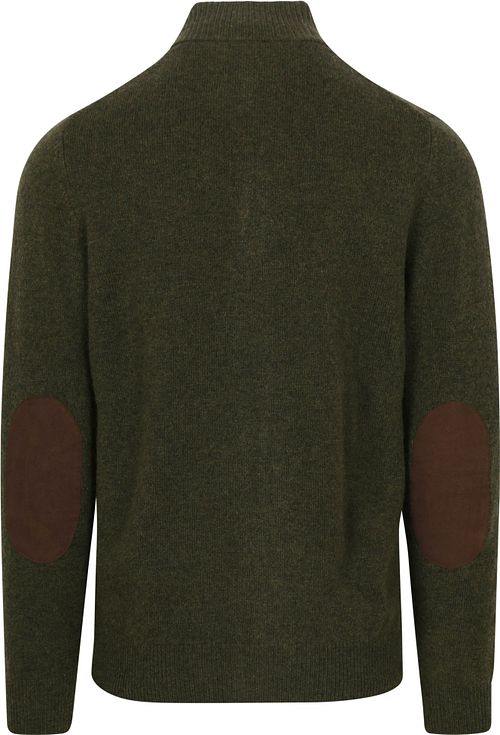 Barbour Zip Cardigan Lambswool Dark Green Product / Achterkant