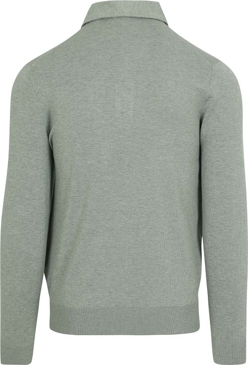 Profuomo Longsleeve Poloshirt Luxury Basic Grün Product / Achterkant