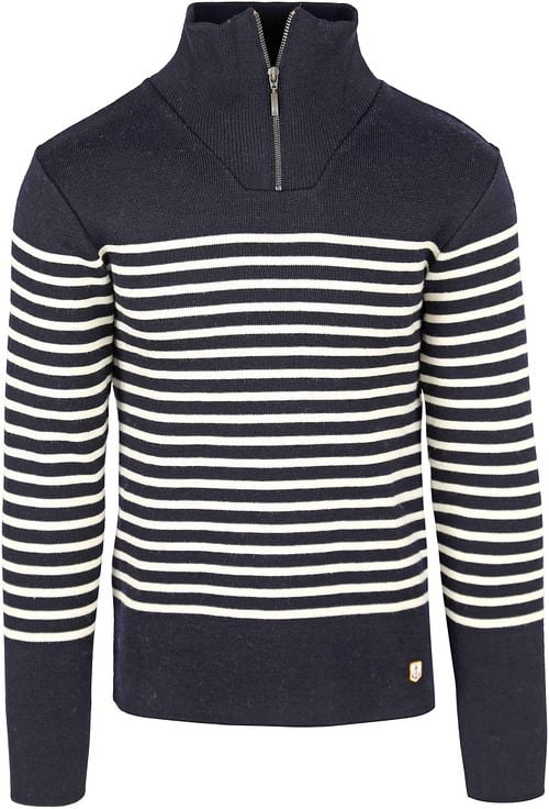 Armor-Lux Camionneur Half Zip Pull laine rayé marine Product