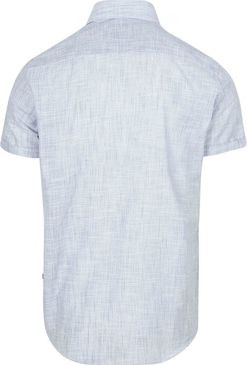 Suitable Short Sleeves Chemise Cotton Slub Bleu Rayé Product / Achterkant