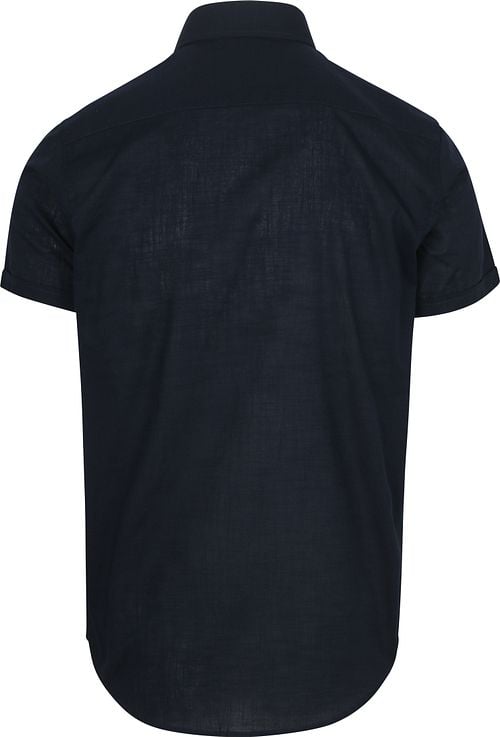 Suitable Korte Mouwen Hemd Cotton Slub Navy Product / Achterkant