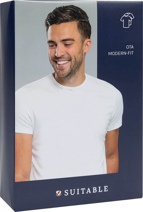 Suitable Ota T-Shirt Round Neck White 2-Pack Verpakking