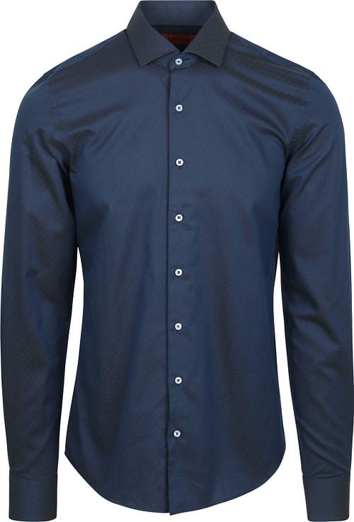 Suitable Shirt Extra Long Sleeves Jacquard Navy Product