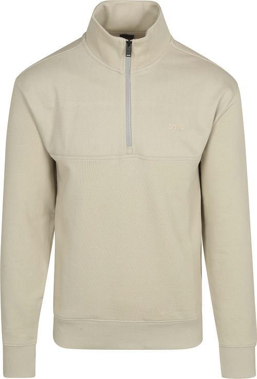 BOSS Courduroy Half Zip Trui Ecru Product