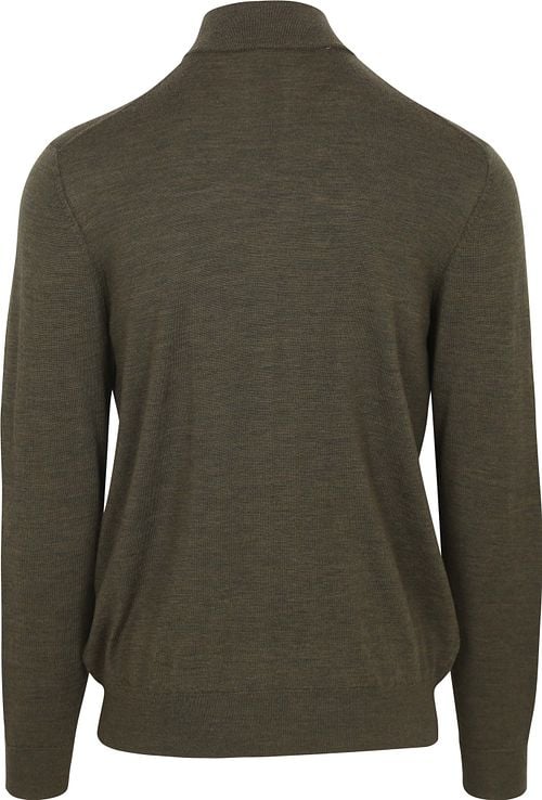 Profuomo Half Zip Pullover Merinowol Olijfgroen Product / Achterkant