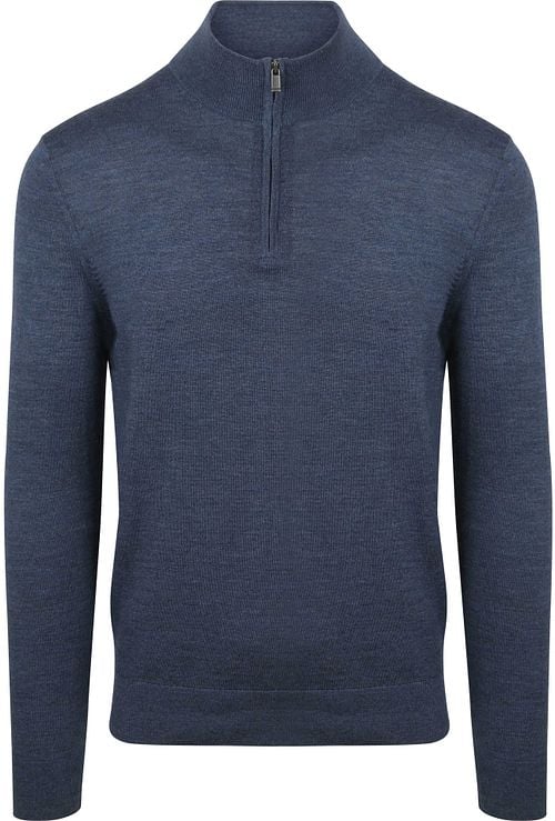 Suitable Merino Half Zip Trui Denim Blauw Product