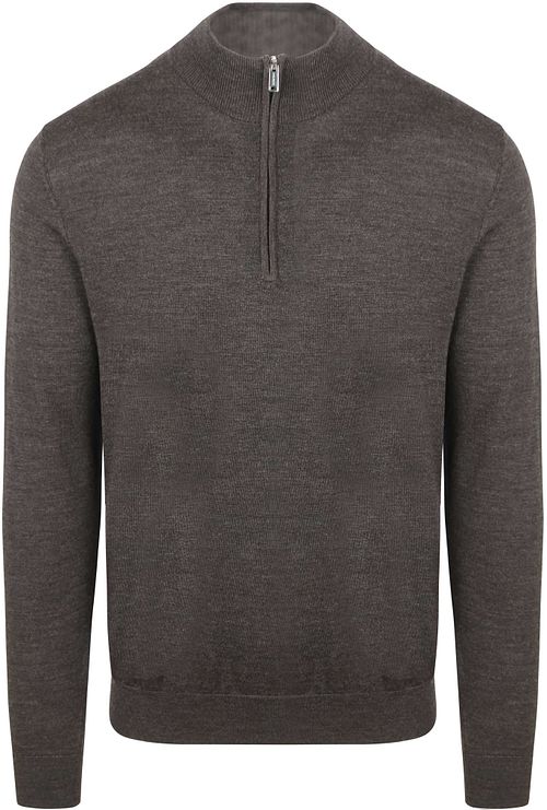 Profuomo Half Zip Pullover Merino Wool Dark Brown Product