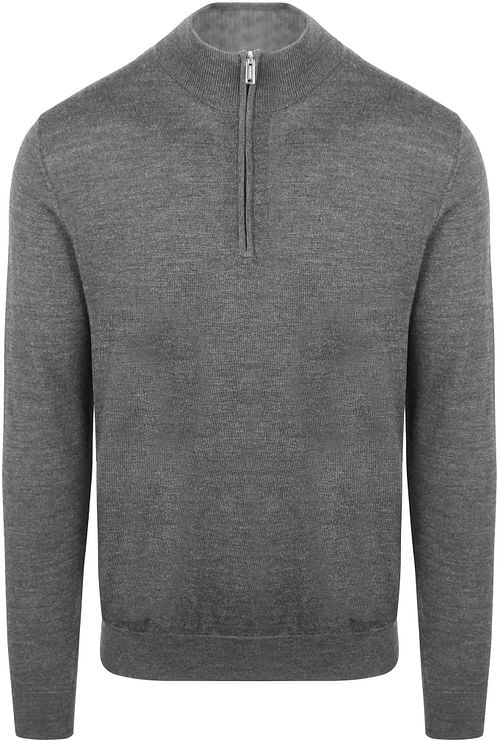 Profuomo Half Zip Pullover Merino Wool Grey Product