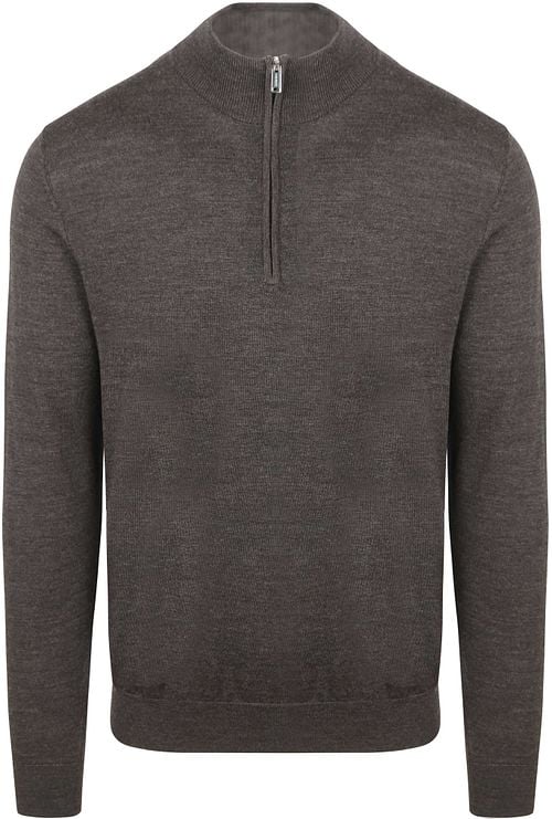 Profuomo Half Zip Pullover Merinowol Donkerbruin Product