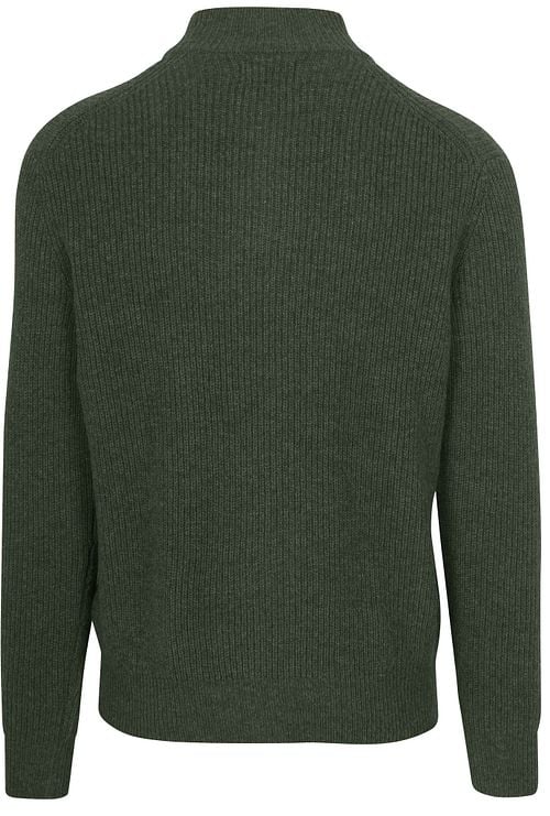 Steppin' Out Half Zip Pullover Lammwolle Olivgrün Product / Achterkant