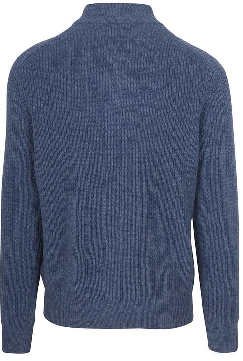 Steppin' Out Half Zip Trui Lamswol Mid Blauw Product / Achterkant