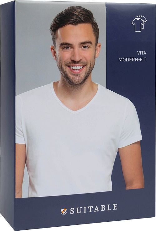 Suitable Vita T-Shirt V-Neck White 2-Pack Verpakking