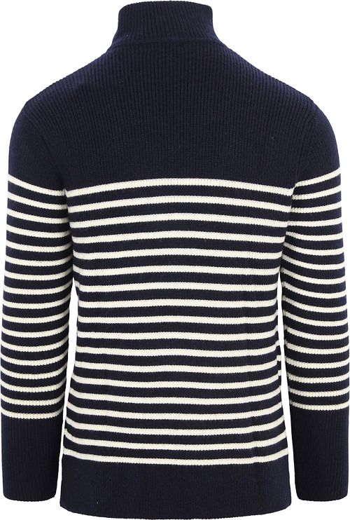 KnowledgeCotton Apparel Pullover Wool Navy Halfzip Product / Achterkant