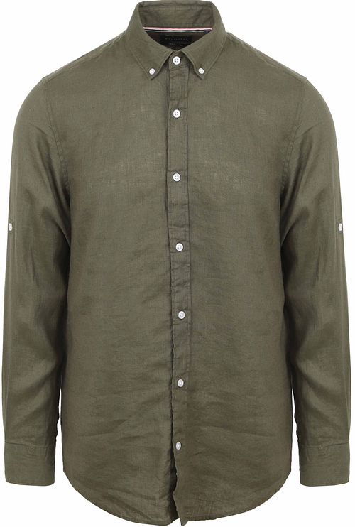 Suitable Overhemd Linnen Olijfgroen Product
