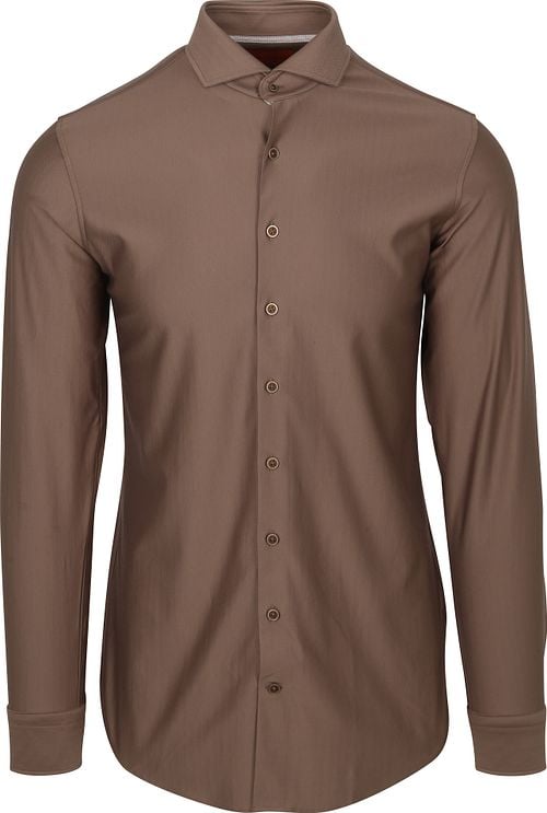 Suitable Herringbone Overhemd Taupe