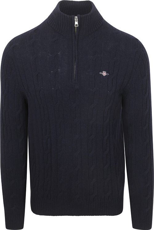 Gant Halfzip Laine D'Agneau Sweater Cable Marine