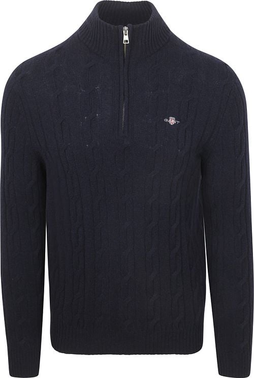 Gant Halfzip Lambswool Sweater Cable Navy